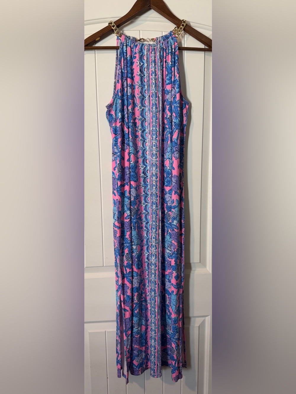 Lilly Pulitzer Bingham Halter Midi Dress Soleil Pink Palm Paradise - Picture 4 of 7